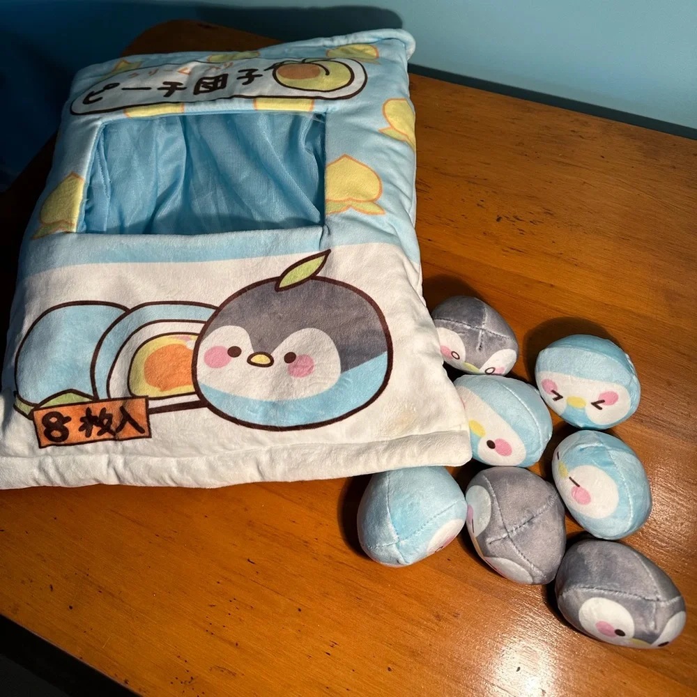 Kawaii Plush Penguins Inside Pillow Tactile Squishie Anime Sleep & Play~Set of 8